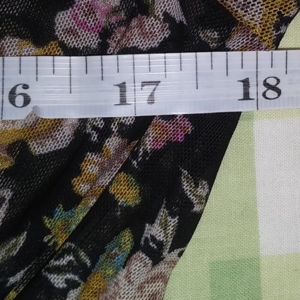 Wild Fable Women's Green Floral Long Sleeve Keyhole Cinched Sheer Dress Size L - Picture 8 of 10
